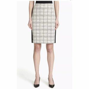 CALVIN KLEIN Textured Tweed Pencil Skirt with Scuba Material Size 14